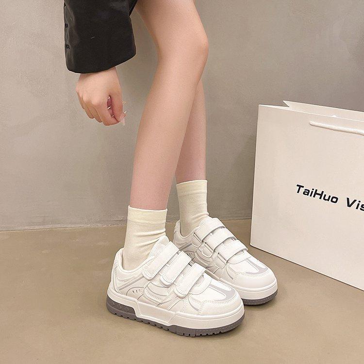 Retro Versatile White Platform Forrest Gump Sneakers Women's 2024 New Autumn Lightweight Height Increase Casual Velcro Shoes