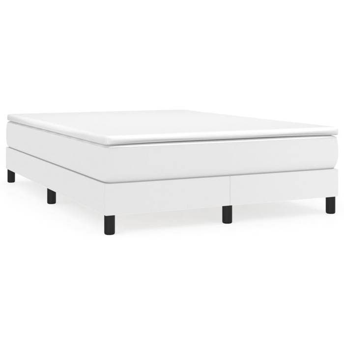 3144256 vidaXL Lit à sommier tapissier avec matelas Blanc 140x190cm Similicuir