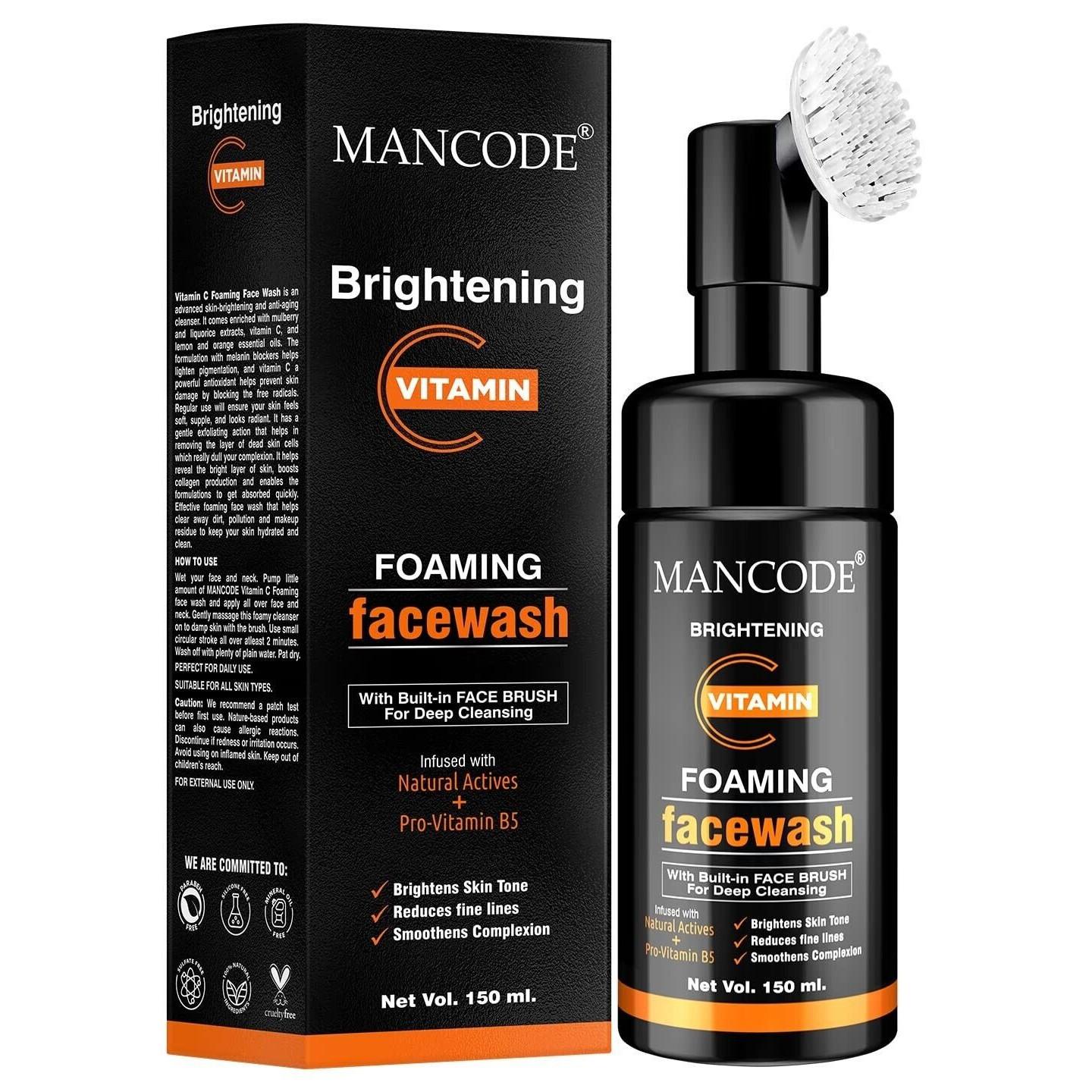 

Mancode Vitamin C Foaming Face Wash With Built in Face Brush For Men 150ml KS132