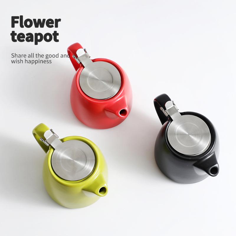 Japanese Style Matte Ceramic Teapot with Stainless Steel Infuser – Wide Range of Colors for Loose Leaf Tea