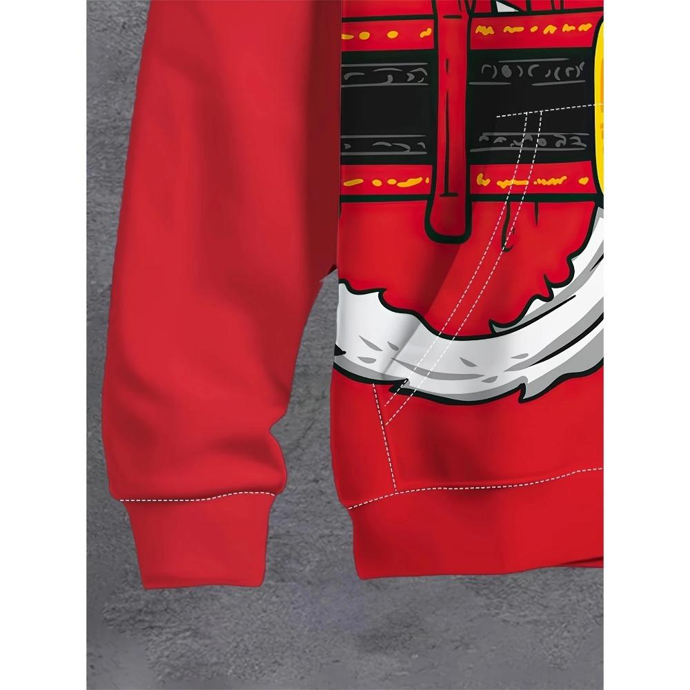 Wear Your Style! Men's Hoodie with Christmas Elements | Soft & Comfortable Red Pullover | Holiday Outfit Highlight