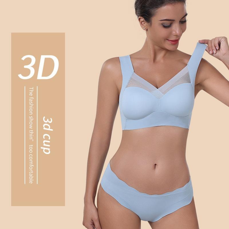 Plus size fattened version sexy vest seamless gathering ice silk sports underwear women's beauty back bra