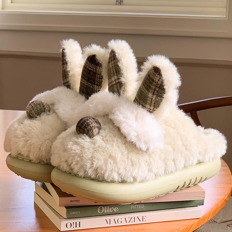 

2025 Милые хлопковые тапочки с кроликом: Уютная, Нескользящая Зимняя Обувь для Мужчин и Женщин, Идеально Подходящая для Комфорта в Помещении и на Улице. 36-37