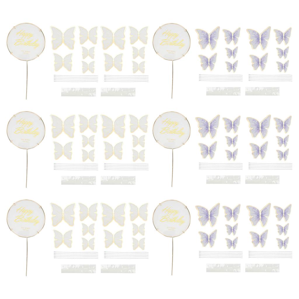 3 Sets Cake Insert 3D Color Cake Insert Card Cupcake Topper Birthday Wedding Par