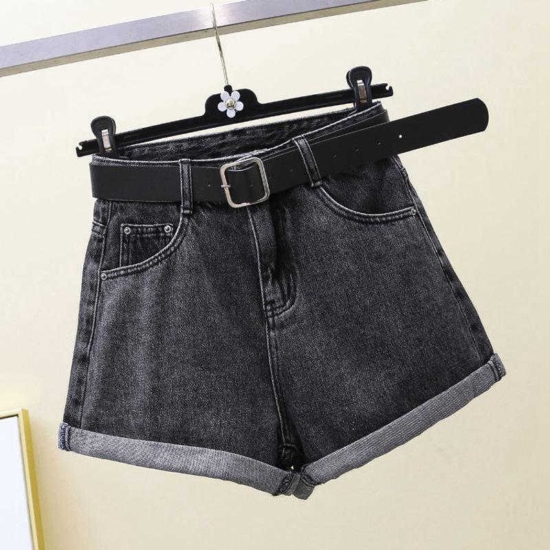 Classic and Minimalist Fashion Versatile Rolled Edge Casual Female Thin Summer High-waisted Thin A-line Wide-leg Denim Shorts Individuality Trendiness