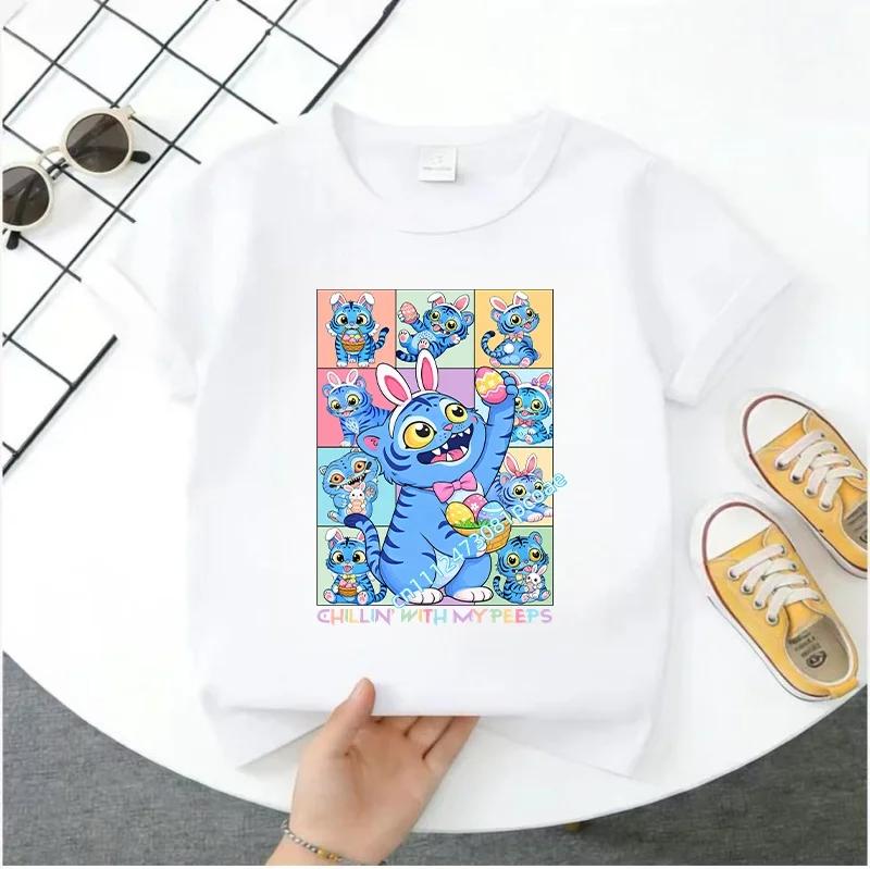 Summer Short-sleeved Cute Style Series K-pop Demon Hunters Children's Polyester T-shirt for Girls, Cute Sports Shirt for Girls