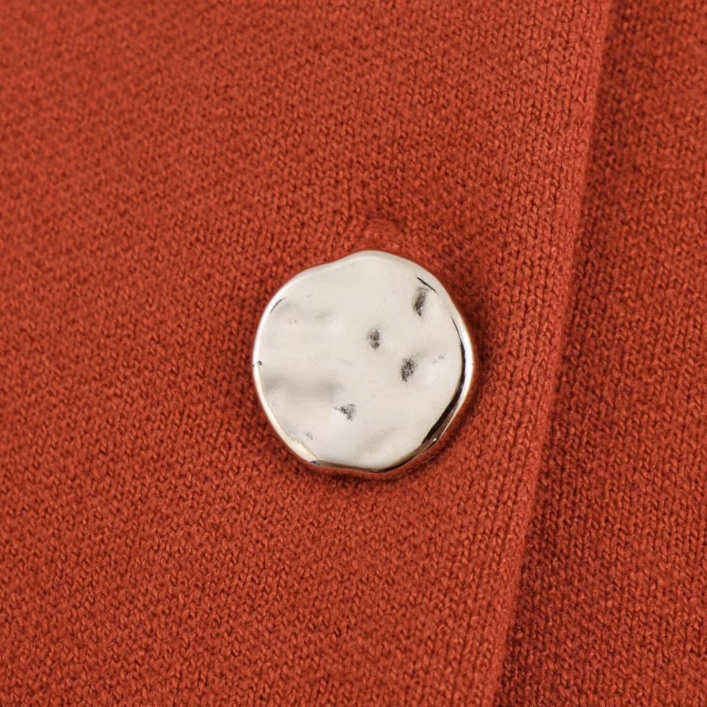 Conjunto de Chaleco de Punto y Falda Midi de Estilo Europeo y Americano para Mujer Otoño 2024 con Adornos de Botones