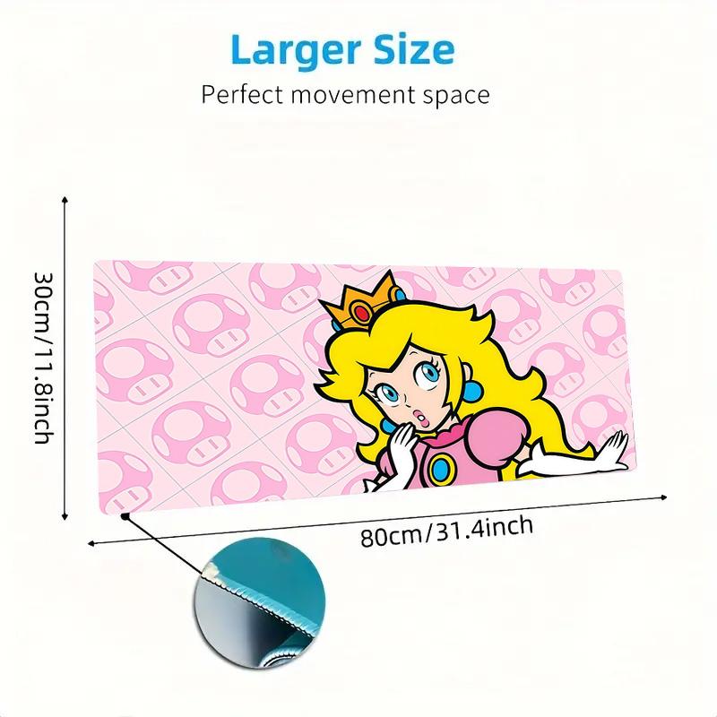 Princess Peach Print Cushion Non-slip Laptop Tablet Big Mousepad XXL Mat Mini PC Playmat With Lock edge