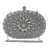 Women Evening Bag Bridal Clutch Party Prom Wedding Handbag Crossbody Shoulder Bags Detachable Chain Purse Silver