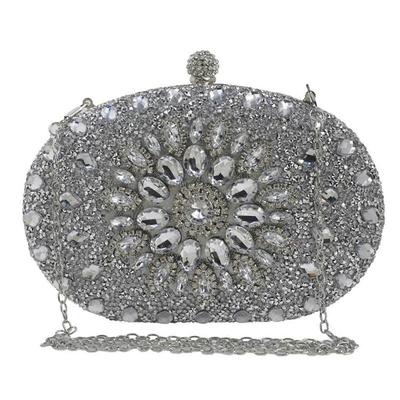 Women Evening Bag Bridal Clutch Party Prom Wedding Handbag Crossbody Shoulder Bags Detachable Chain Purse  Silver
