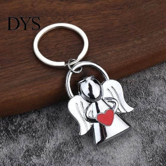 Zinc Alloy Key Holder Angel Keychain for Women Men, Love Heart Car Ring Ring, Handbags Charm Decorative Accessories