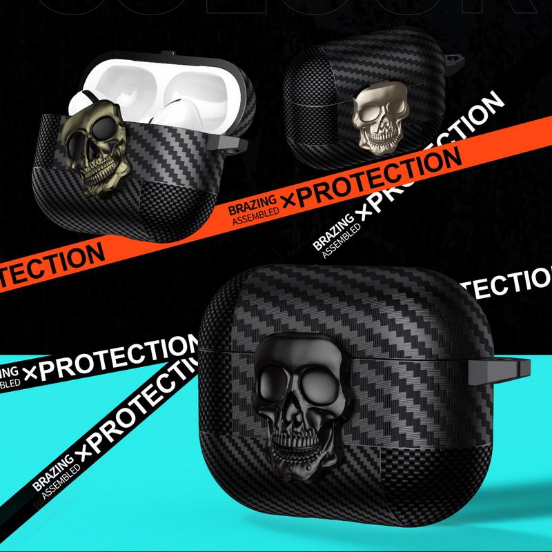 Carbon Fiber Texture Earphone Case For AirPods 4 Gen Pro 3 2 Bluetooth Headset Cover For AirPods Pro 3 2 Wireless Earphone Charging Box with Keychain