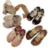 Cowhide Version~ Flat Bottom Inner Height Increase Retro Forrest Gump Shoes Round Head Casual Shoes Women's Lace-up German Training Shoes Sports Sho