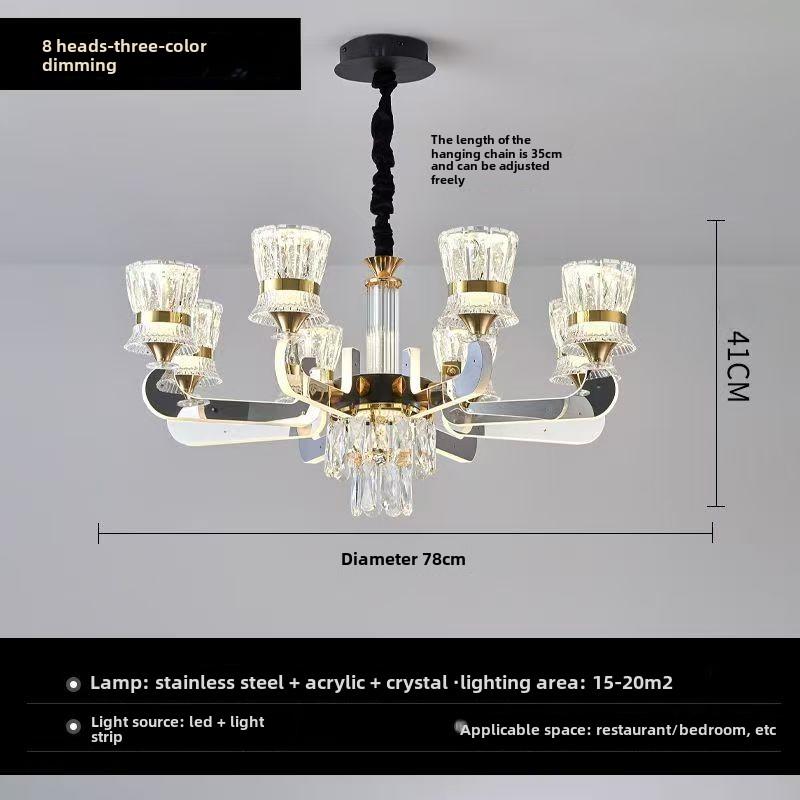 Modern Minimalist LED Crystal Column Villa Hall Main Light Restaurant Bedroom Lamps