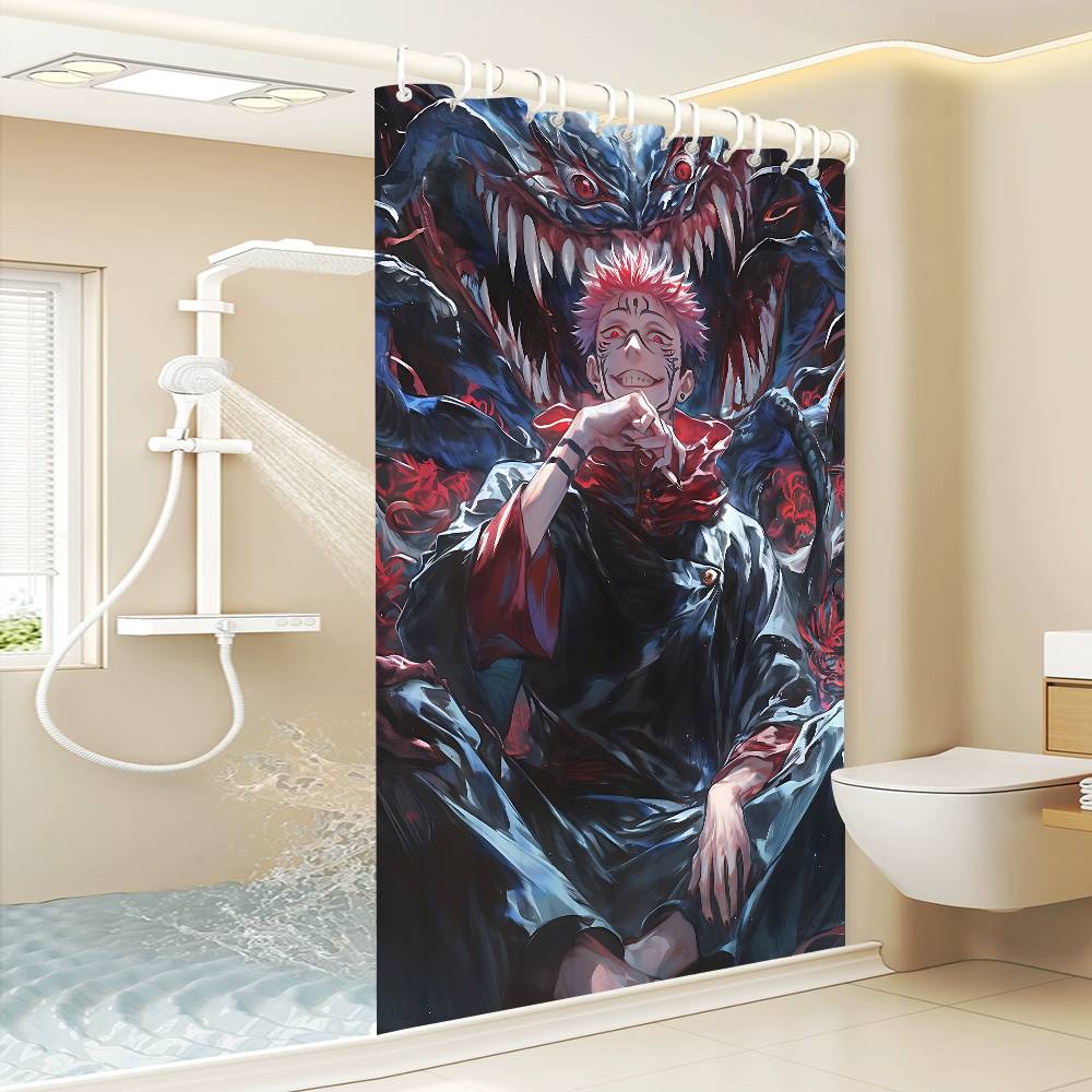 Satoru Gojo Jujutsu Kaisen 1pc Pattern Shower Curtain Plus Hooks Waterproof Machine Washable Polyester Fabric Abstract