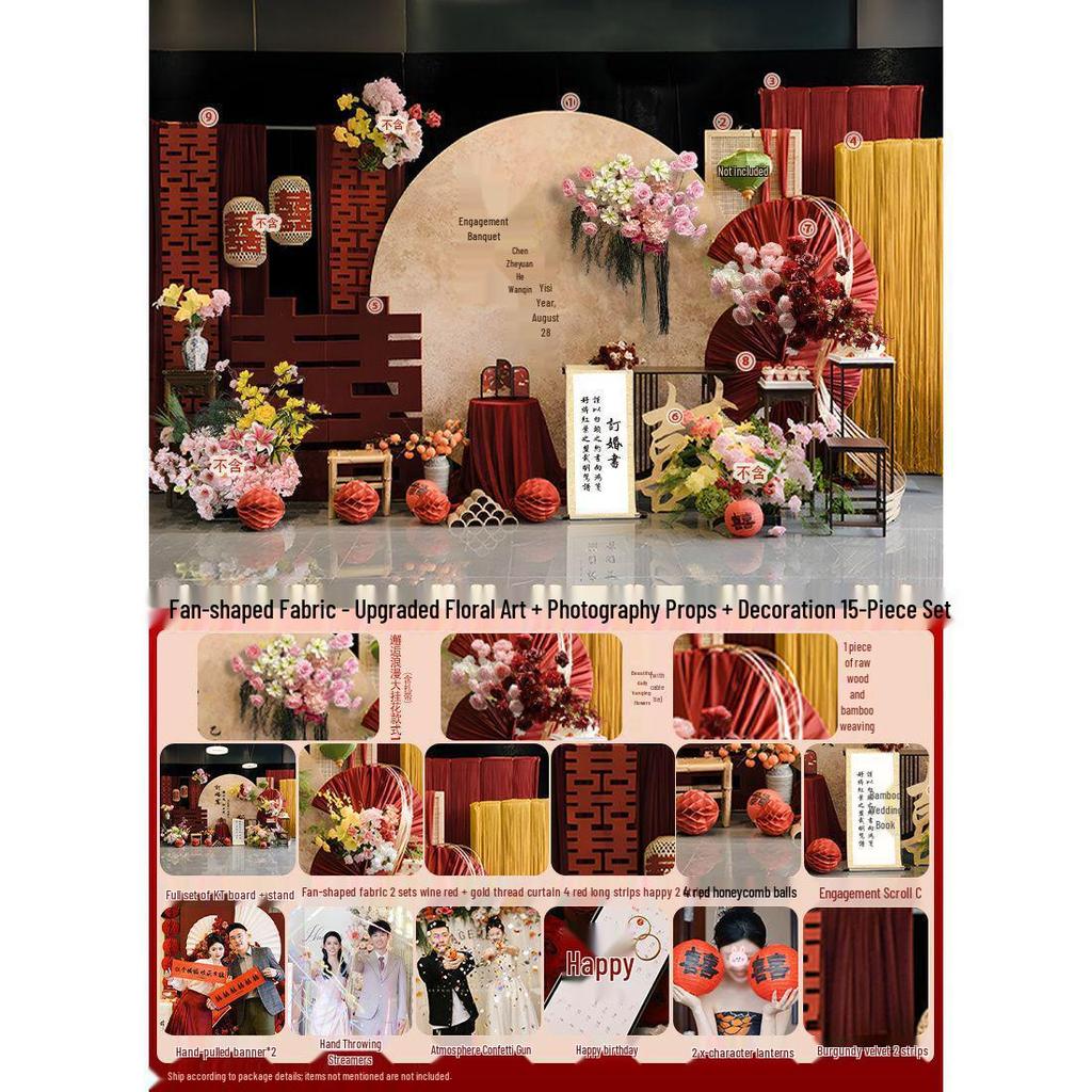 Chinese Wedding Banquet & Courtyard Table Setting Decor Set