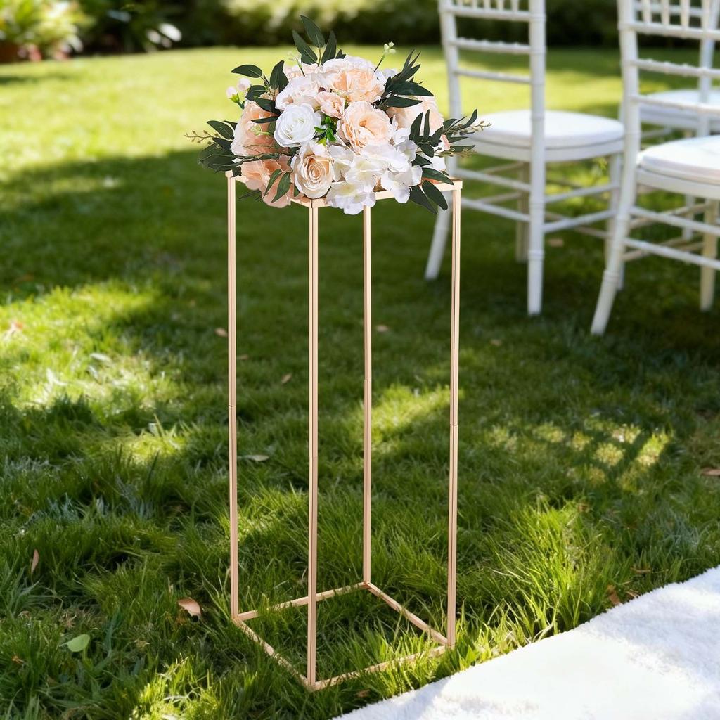 VEVOR Wedding Flower Stand, 10PCS 31.5-inch Column Flower Stand, Floral Stands with Metal Laminate, Rectangular Floral Display Rack for Wedding