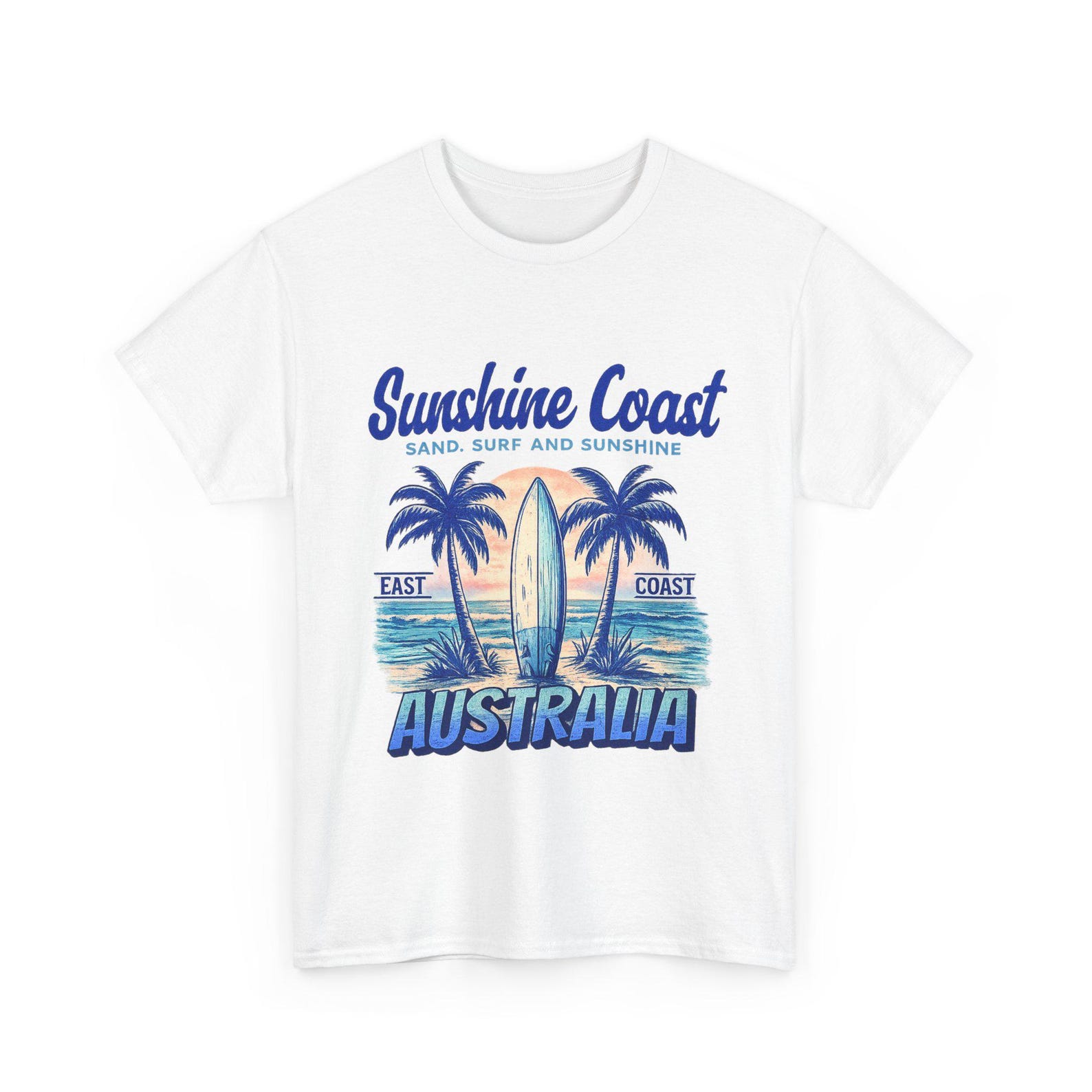 Sunshine Coast Australia Shirt, Vintage Surf Tee, Australian Beach Shirt, Retro Coastal, Palm Tree Vacation Surfboard 2XL