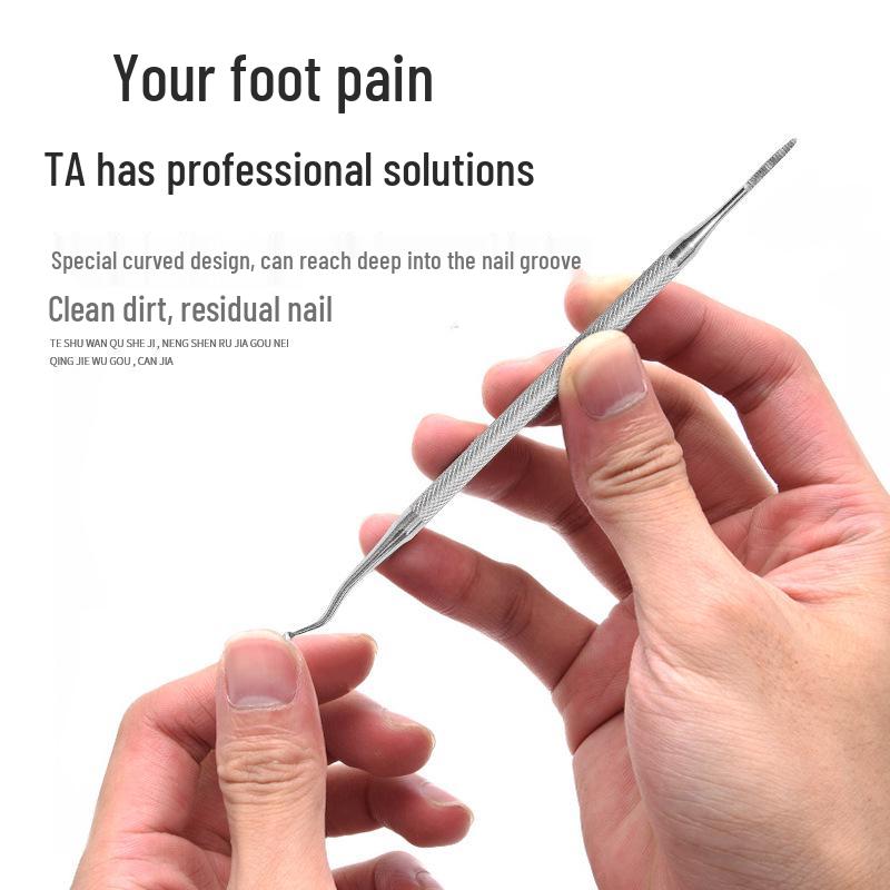 Stainless Steel Double-Ended Nail Cleaner: Nail File, Cuticle Spoon, Ingrown Nail Repair, Polishing & Cleaning Tool for Nails and Toenails.