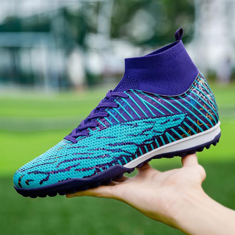 New Spot European Cup Football Shoes Men's High-top Broken Nails Adult Land-making Training Sports Shoes