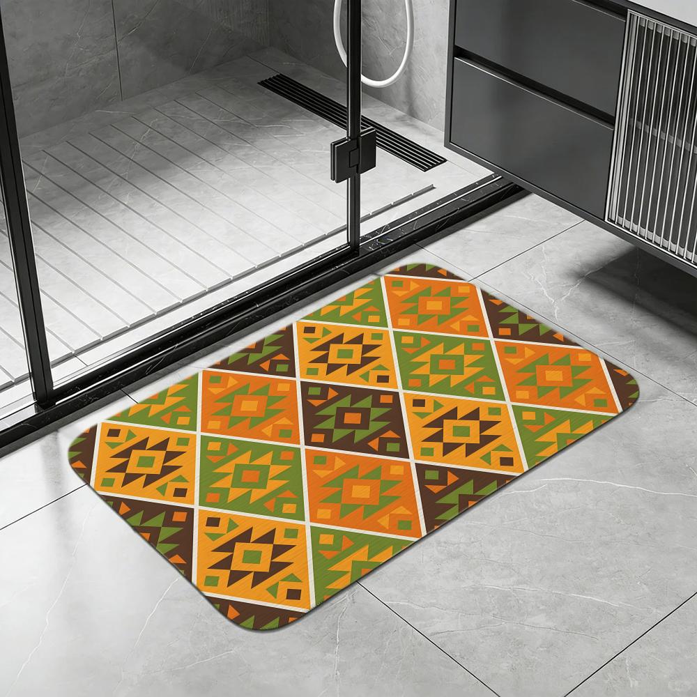 Southwest Geometric Floor Mat Diatomite Bath Mat, Quick Dry, Absorbent, Multi-Scene Mat 40x60cm