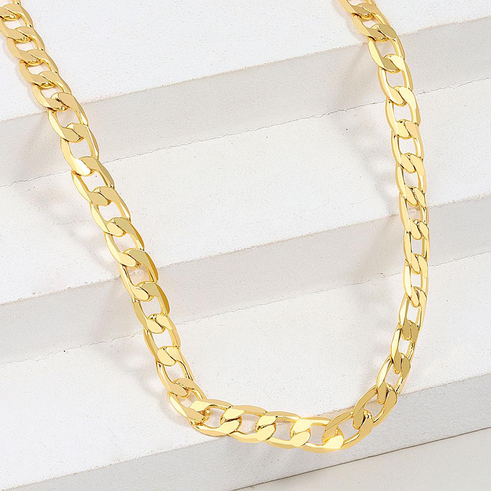 Light Luxury Fashion Jewelry Centimeter Custom Hot Sale Hip Hop  Gold Plated Flat Chain Cuban Chain Ladies Men's Necklace