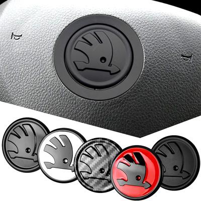 47mm Car Interior Steering Wheel Sticker Decorative Accessories For Superb Octavia Rapid Kodiaq Kamiq Karoq Fabia VRS Yeti
