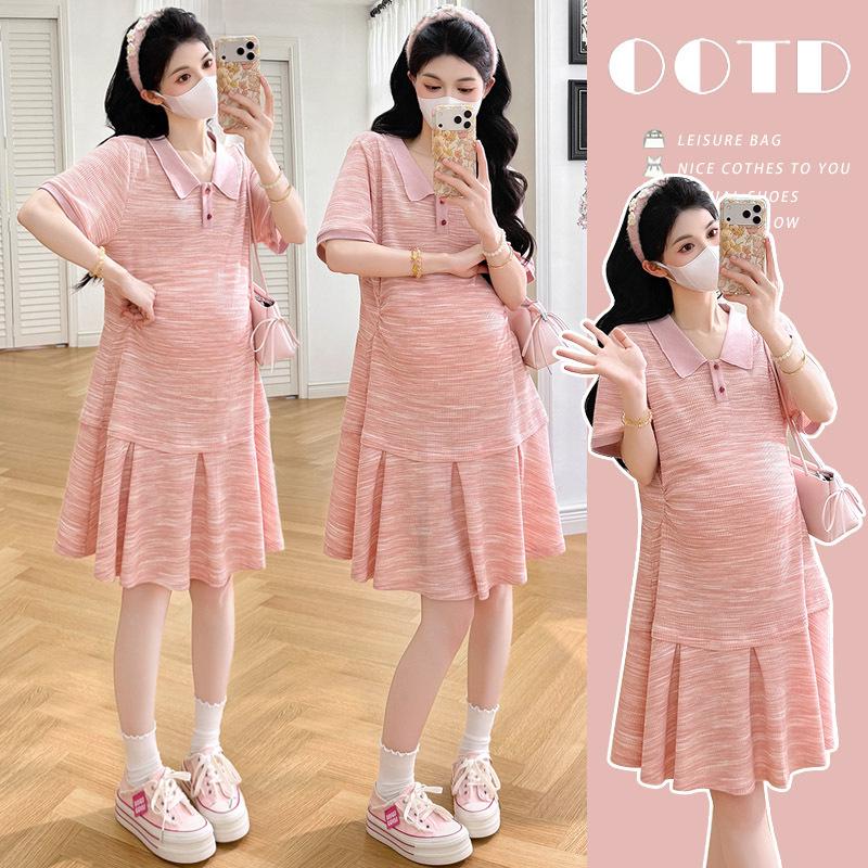 2026 Summer Maternity Plaid Patchwork Dress - Loose, Plus Size, Slimming, Colorful & Stylish L