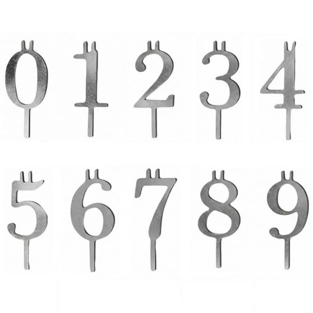 

1/2Set Number 0-9 Birthday Candle Holder Reusable Digital Birthday Cake Candle Holders Set Stainless Steel Cake Numeric Candles
