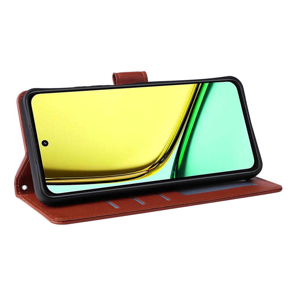 For Realme C67 4G/12 Lite 4G Case Wallet Stand View PU Leather Phone Cover with Wrist Strap