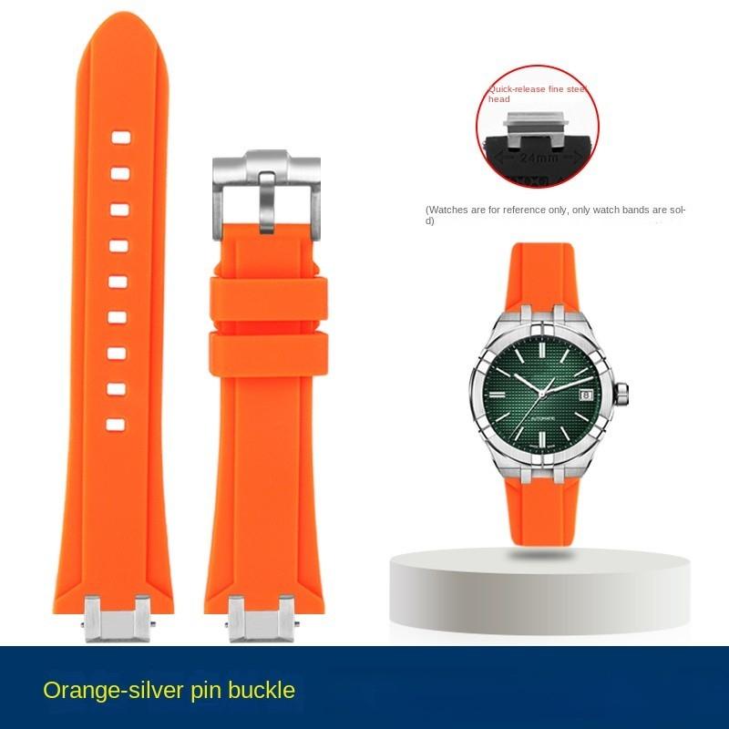Men's Rubber Watchband Stainless Steel Adapter For MAURICE LACROIX AIKON AI6008 AI6007 AI6038 Watch Modified Soft Silicone Strap