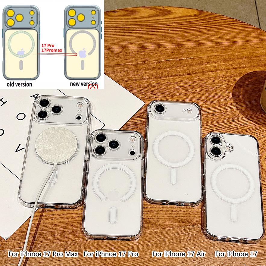 Magnetic Transparent Case for iPhone 17 Pro Max, Apple 16, 15, Full Coverage; Compatible with 13 Mini
