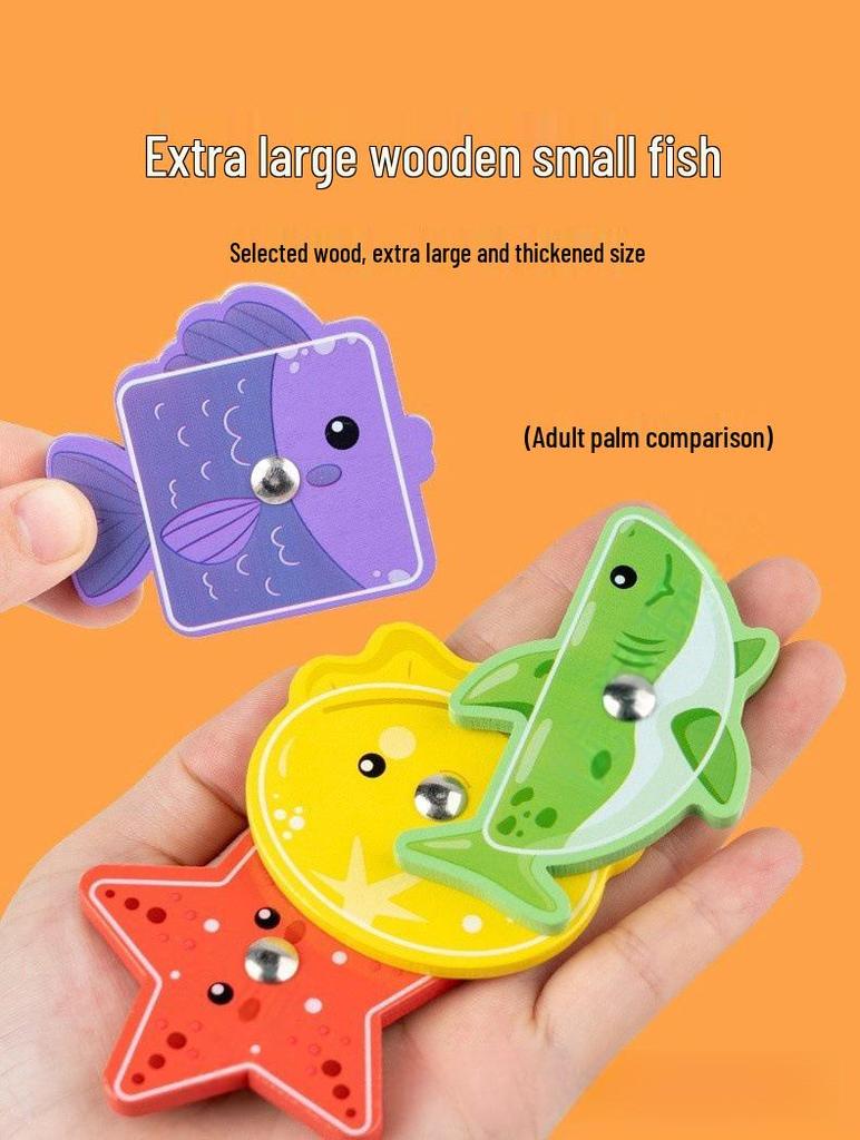 Magnetic Wooden Fishing Game for Toddlers: Colorful Educational Floor Mat for Kids & Parents