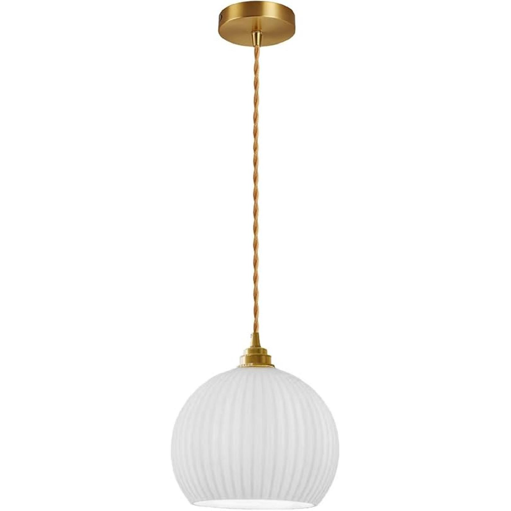 

7,8 Подвесной светильник в виде шара из матового стекла с латунной отделкой, Ретро E26 Лофт Бар Глобус Потолочная подвесная лампа Внутреннее освещение для спальни, столовой (чистый) белый