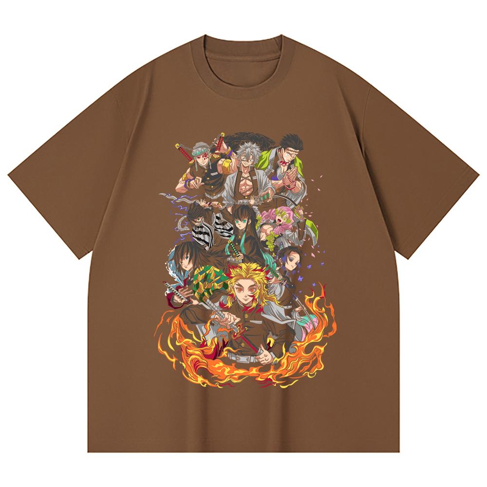 230 Gsm 100% Cotton Demon Slayer V61 Hashiras Print Unisex Heavy Cotton T Shirt