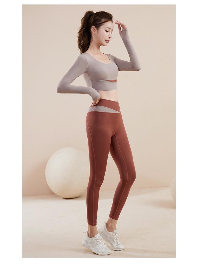 Colorblock Seamless Quick-Dry Yoga Set: Breathable Nude Feel Sportswear for Women