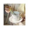 1set Swan Ceramic Coffee Cup and Saucer Set Afternoon Tea Tableware Mug Dessert Plate Kitchen Mug Ceramic Cup Spoon-Free