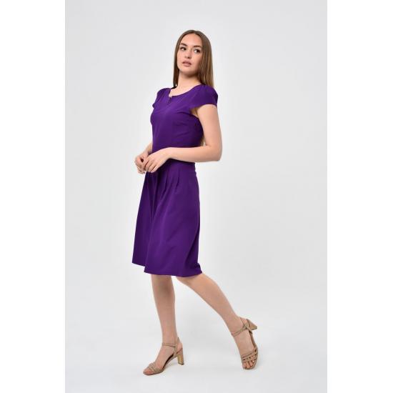 Women's Summer Pleat Detailed Short Sleeve Mini Dress