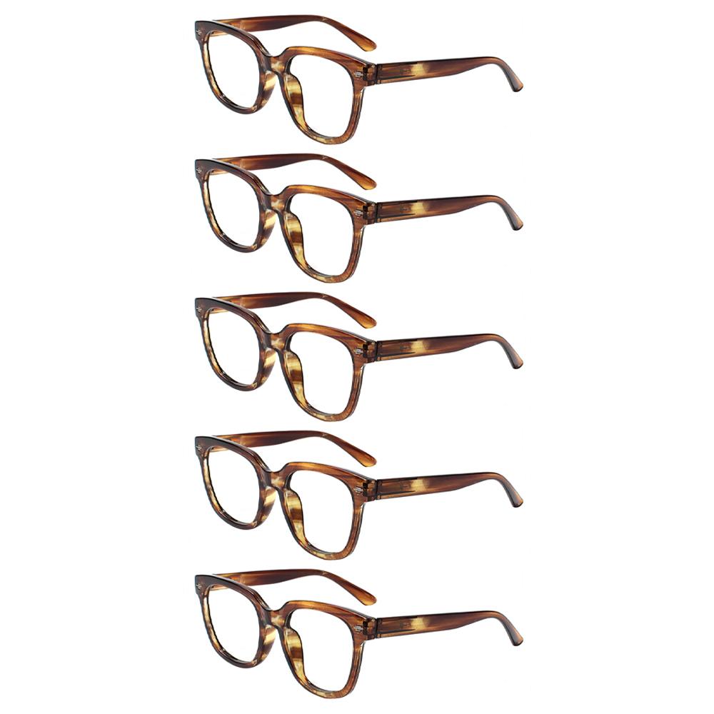 

Turezing 5 Pack Latest Reading Eyeglasses For Male And Female Clear Lens Spring Hinge Diopter +0.5+1.0+3.0+5.0+6.0 4.5