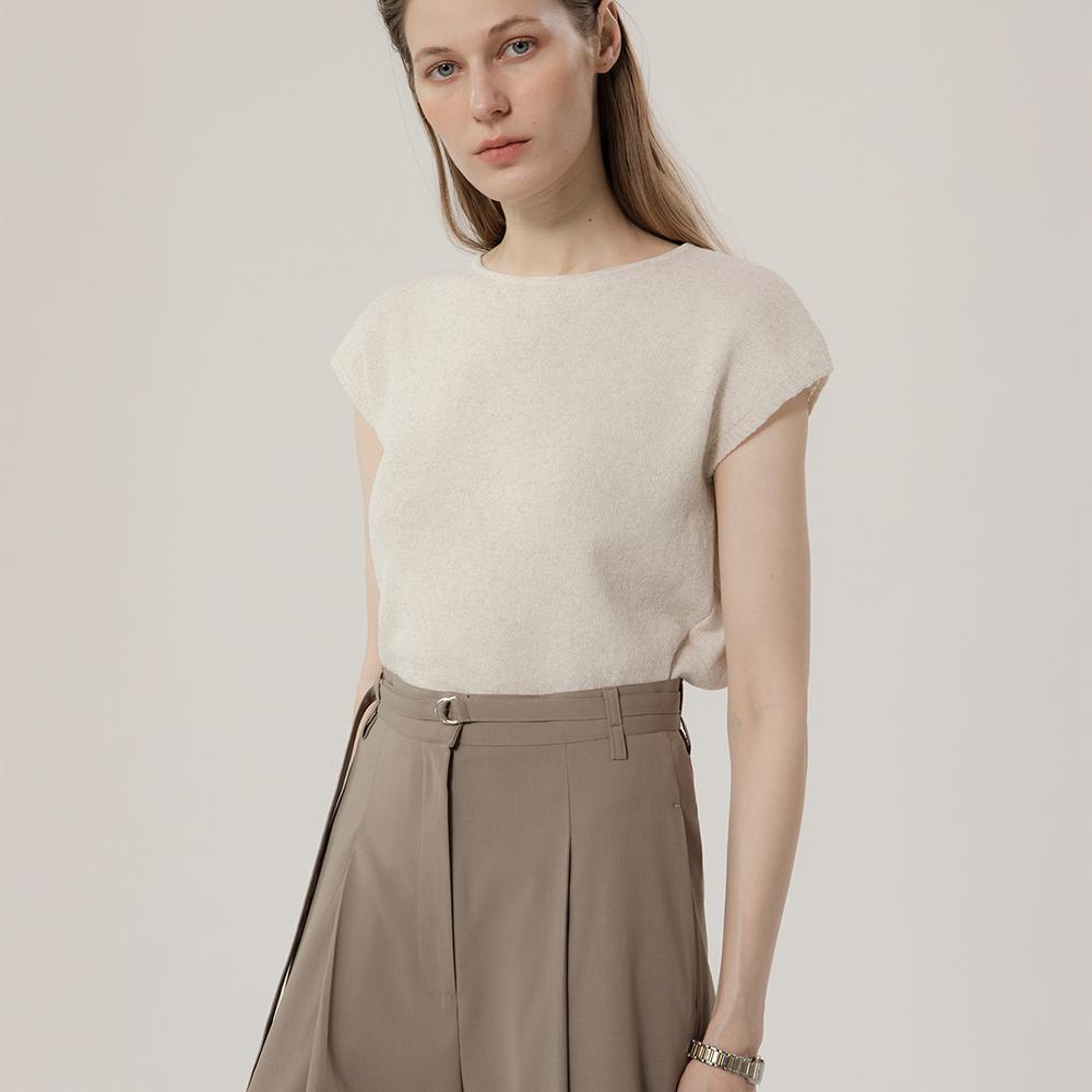 Mommet Bun Cap Sleeve Knit Light Beige Free