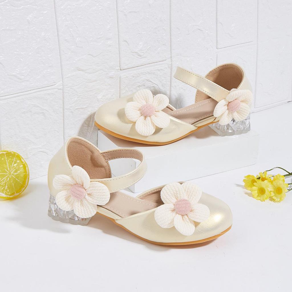 2025 Mädchen Prinzessin Blumenabsatz Sandalen: Modische Outdoor-Schuhe für kleine Damen