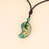 Green Agate Dragon Carving Lucky Charm Magatama Necklace [Koai] (Unisex)