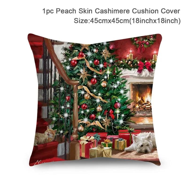 Santa Claus Christmas Tree Snow Scene Snowman Animal Deer Rabbit Bird Fox Sofa Seat Bedroom Car Office Decoration Pillowcase