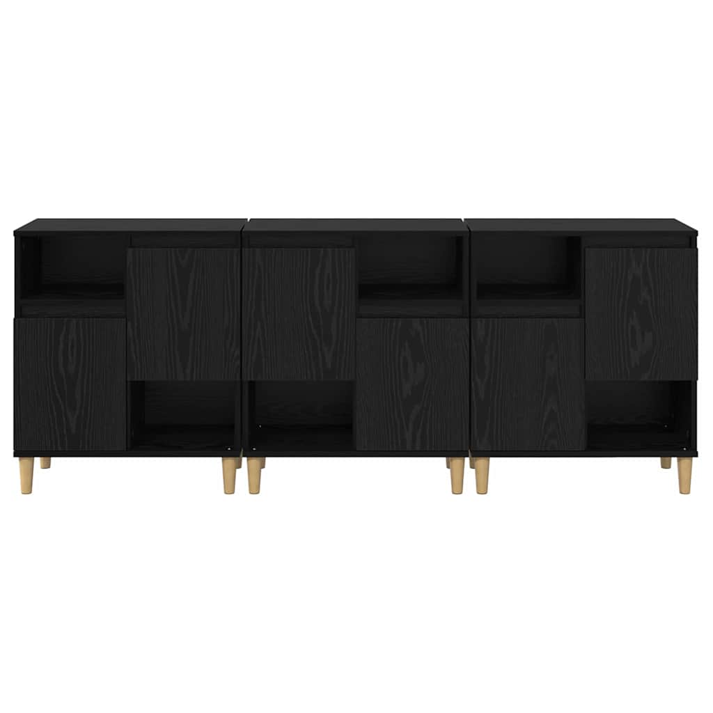 Sideboards 3 pcs Black Oak Effect 60 x 35 x 70 cm