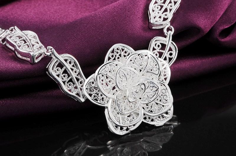 Factory direct fashion 925 Silver Bracelet for woman Beautiful big flower fine Luxury jewelry Wedding party gifts