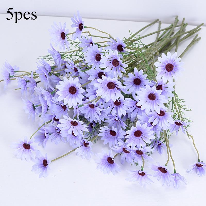 5pcs Artificial Small Daisies Lifelike Fake Daisy Flowers Faux Mini Daisies for Home Vase Decor Wedding Party Table Centerpieces
