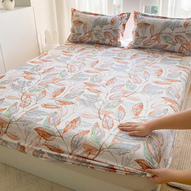 

1 Pcs European Brushed Printed Fitted Sheet Skin-Friendly Cotton Mattress Protector For Full-Size Cozy Breathable Non Slip Mat 99x190cm Only Cover