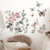 Watercolor Minimalist Flower Butterfly Wall Sticker Self-Adhesive for Bedroom Vanity Wall Decoration