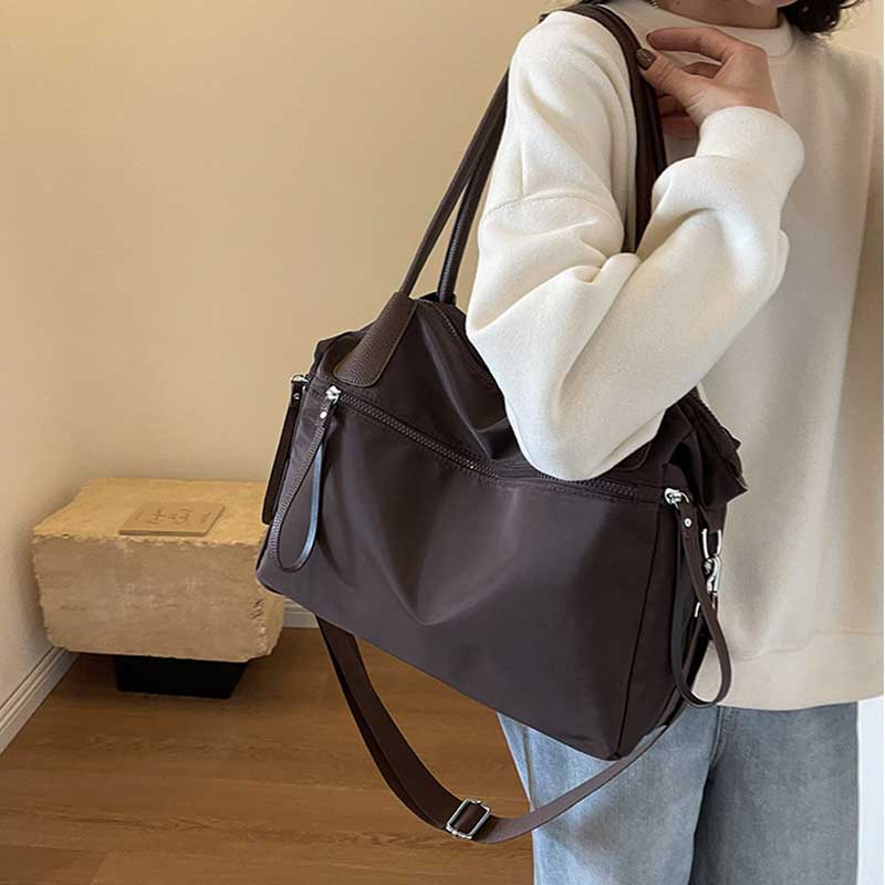 Vintage Nylon Women Shoulder Bag Large Capacity Waterproof Shoulder Bag Daily Commuting Handbag Travel Totes Bags Female Purses