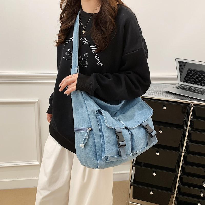 Women's Vintage Commuter Bag Large Capacity Denim Shoulder Bag